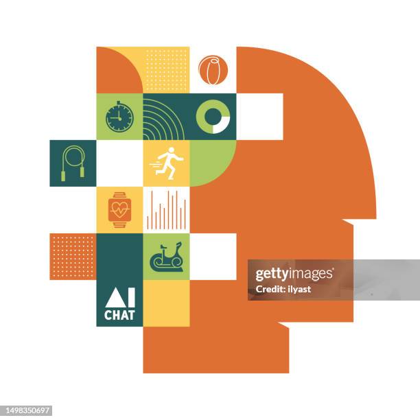 infografik mit symbolen für fitness & abnehmen - schlafen sport stock-grafiken, -clipart, -cartoons und -symbole