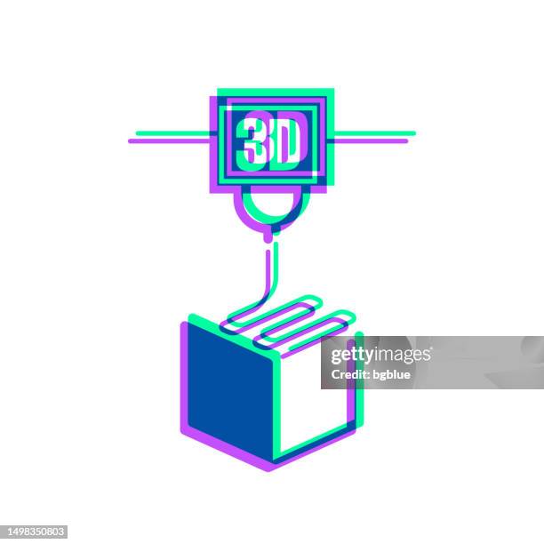 3d printer. icon with two color overlay on white background - shaping stock illustrations