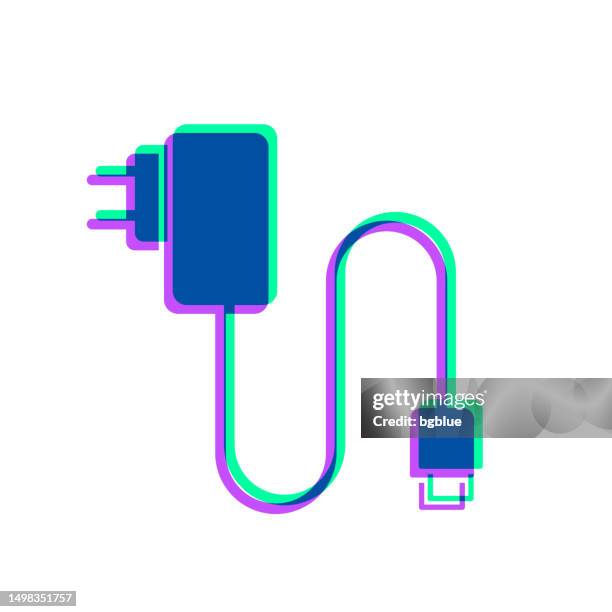 mobile phone charger. icon with two color overlay on white background - usb cable stock illustrations