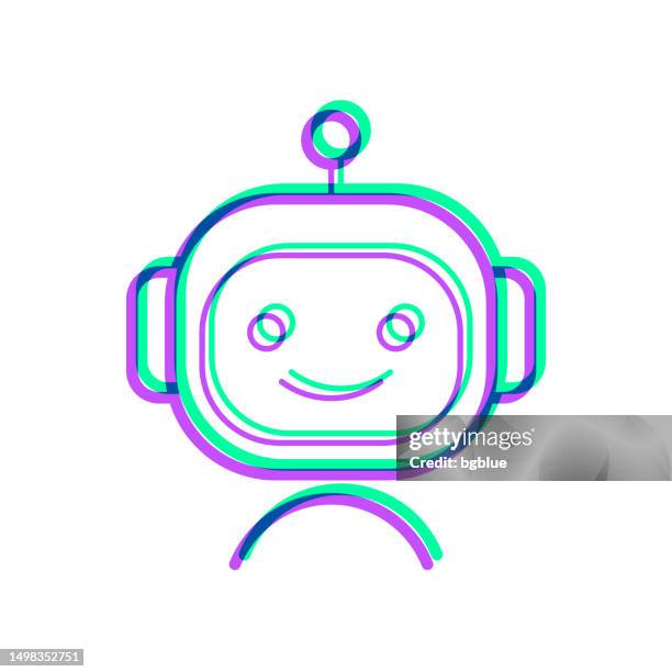 bot - robot face. icon with two color overlay on white background - android face stock illustrations