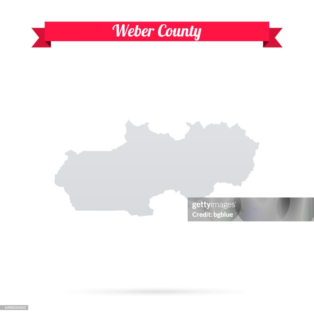 Weber County, Utah. Map on white background with red banner