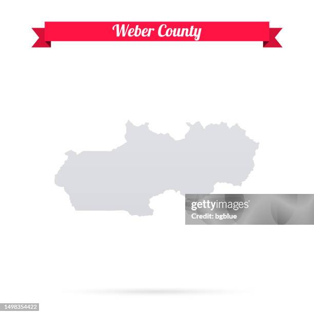 weber county, utah. map on white background with red banner - ogden utah stock illustrations