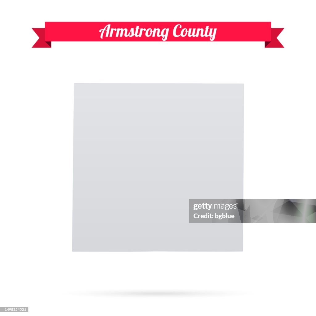 Armstrong County, Texas. Map on white background with red banner