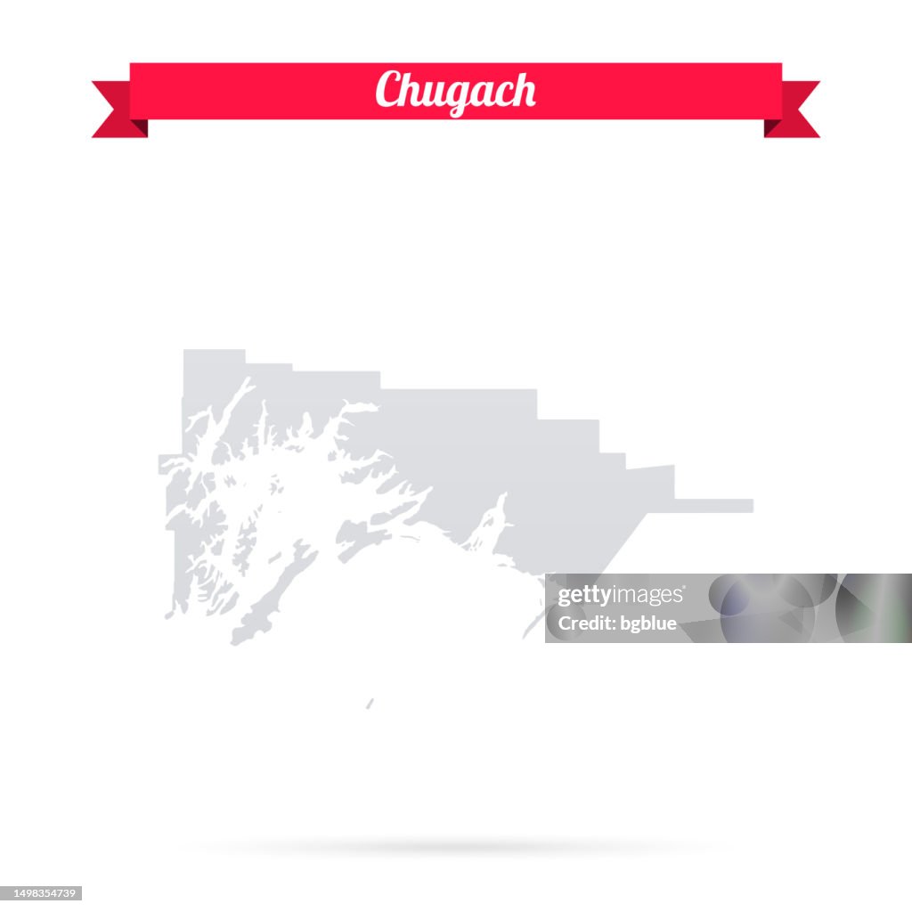 Chugach, Alaska. Map on white background with red banner