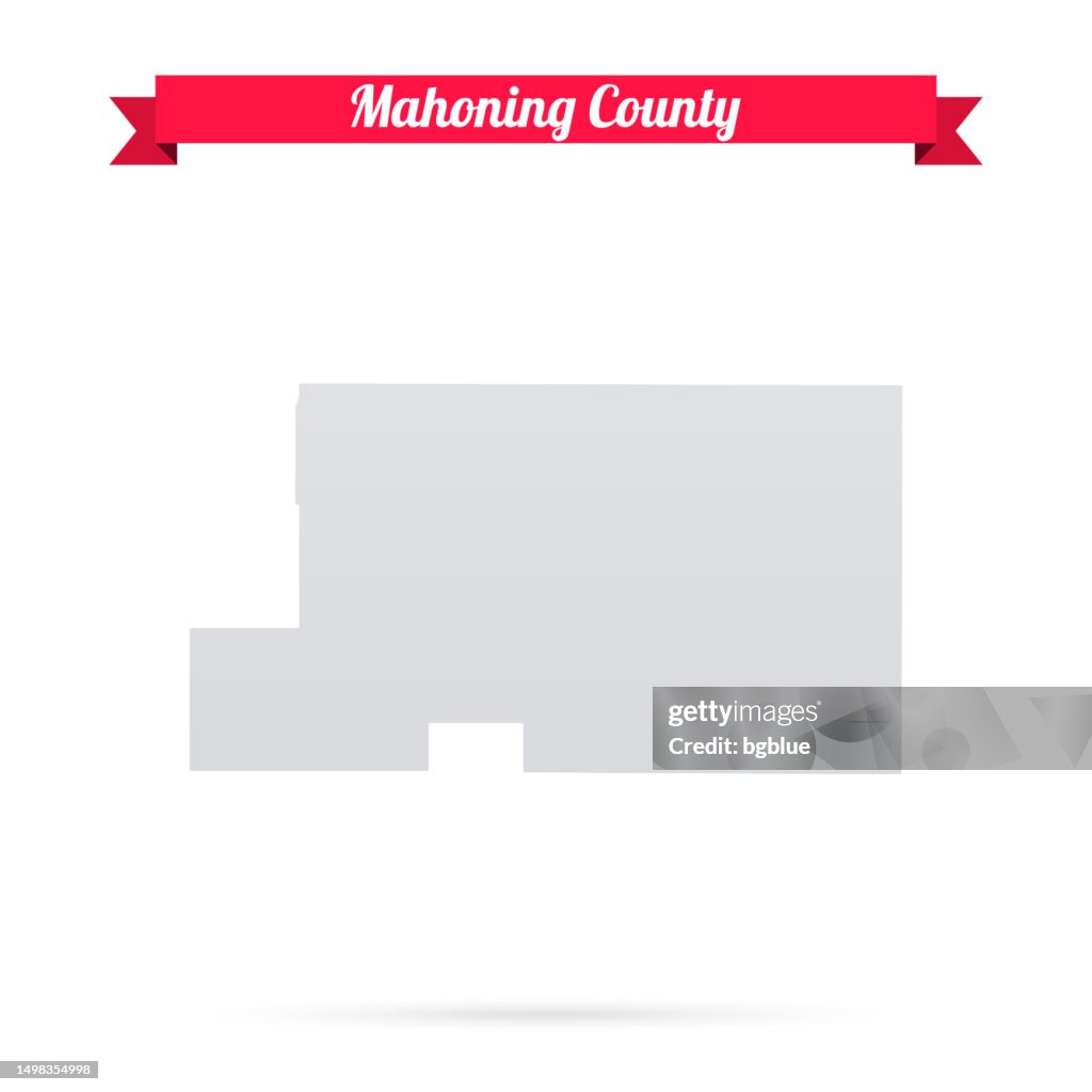 Mahoning County, Ohio. Map on white background with red banner