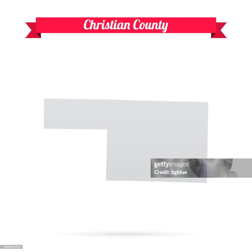 Christian County, Missouri. Map on white background with red banner