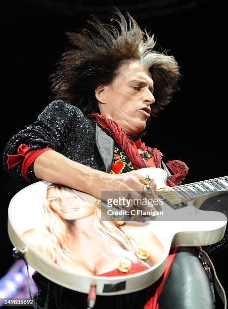 Joe Perry of Aerosmith performs during The Global Warming Tour at ORACLE Arena on August 4, 2012 in Oakland, California.