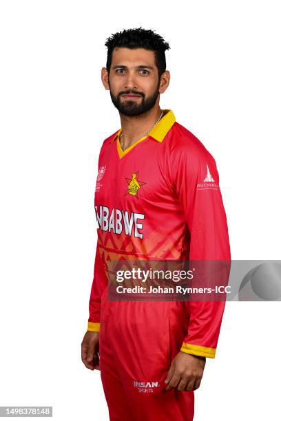 Sikandar Raza of Zimbabwe poses for a photograph prior to the ICC Men's Cricket World Cup Qualifiers on June 13, 2023 in Harare, Zimbabwe.