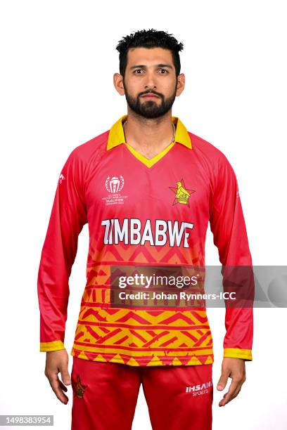 Sikandar Raza of Zimbabwe poses for a photograph prior to the ICC Men's Cricket World Cup Qualifiers on June 13, 2023 in Harare, Zimbabwe.