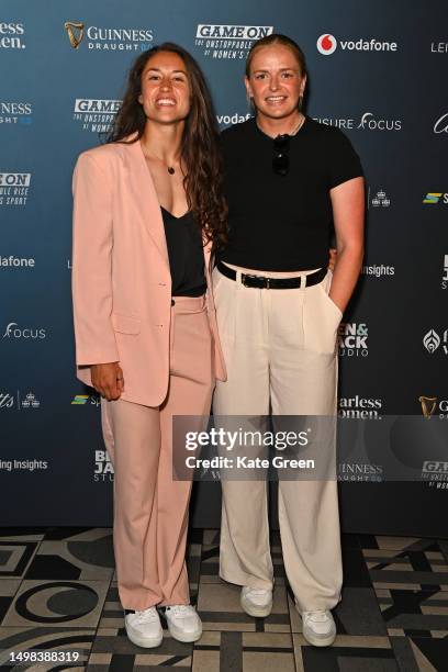 Rhona Lloyd and guest attend the London premiere of "Game On: The Unstoppable Rise of Women's Sport" at Everyman Broadgate on June 13, 2023 in...