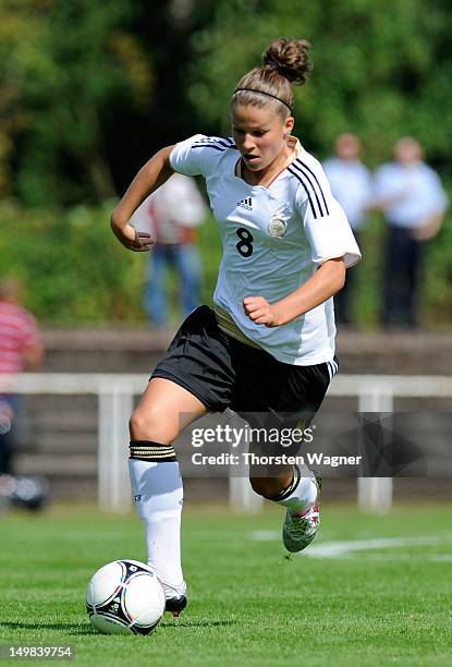 Melanie Leupolz of Germany runs with the ball during the women's U20 international friendly match between Germany and Sweden at stadium 'Am...