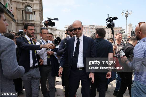 Former Minister of Foreign Affairs Angelino Alfano arrives at the Duomo cathedral in Milan on June 14, 2023 in Milan, Italy. Silvio Berlusconi, the...