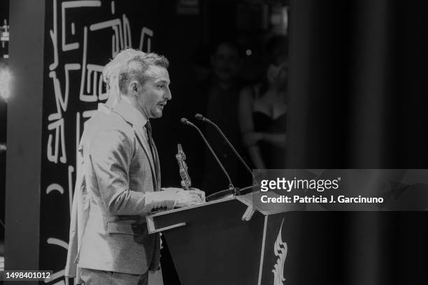 Alejandro Amenabar receives an award during the opening ceremony of Alicante Film Festival 2023 at Teatro Principal on June 03, 2023 in Alicante,...