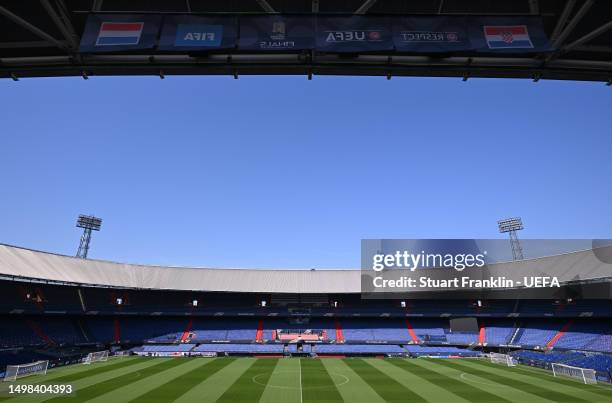 General view inside the stadium prior to the UEFA Nations League 2022/23 semifinal match between Netherlands and Croatia at De Kuip on June 14, 2023...