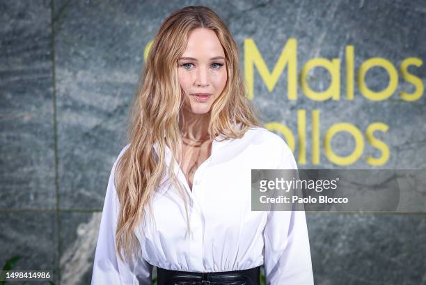 Actress Jennifer Lawrence attends the "Sin Malos Rollos" photocall at Hotel Four Seasons on June 14, 2023 in Madrid, Spain.