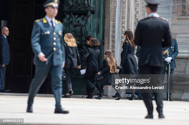 Silvia Toffanin arrives at Duomo di Milano in June 14, 2023 in Milan, Italy. Silvio Berlusconi, the former Italian Prime Minister who bounced back...
