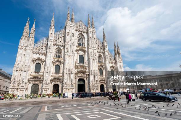 Silvio Berlusconi's coffin exits the Duomo di Milano after the funeral on June 14, 2023 in Milan, Italy. Silvio Berlusconi, the former Italian Prime...