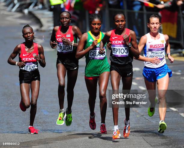 Mary Jepkosgei Keitany of Kenya, Edna Ngeringwony Kiplagat of Kenya, Tiki Gelana of Ethiopia, Priscah Jeptoo of Kenya, Tatyana Petrova Arkhipova of...