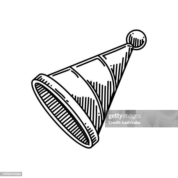 party hat line icon, sketch design, pixel perfect, editable stroke. logo, sign, symbol. entertainment, party. - party hat stock illustrations
