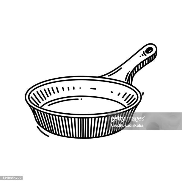 illustrations, cliparts, dessins animés et icônes de icône cooking pan line, sketch design, pixel perfect, trait modifiable. logo, signe, symbole. ustensiles de cuisine. - casserole