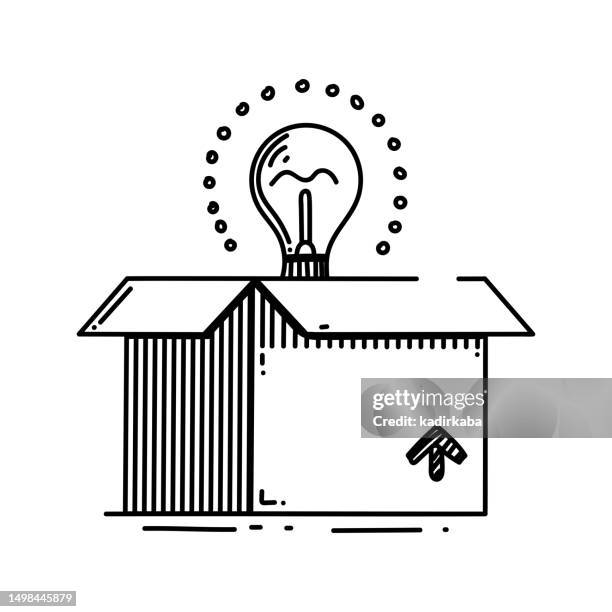 creative package line icon, sketch design, pixel perfect, editable stroke. logo, sign, symbol. graphic design, design thinking. - web designer logo stock illustrations