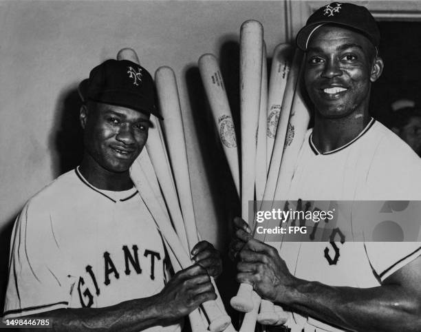 Hank Thompson , Second Baseman and Monte Irvin , Pinch Hitter for the New York Giants before their Major League Baseball National League game debuts...