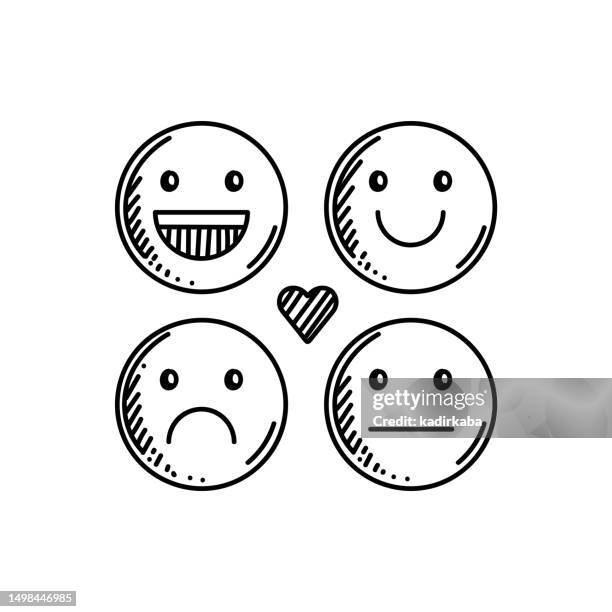 emoticon line icon, sketch design, pixel perfect, editable stroke. smile. - happy face drawing stock illustrations
