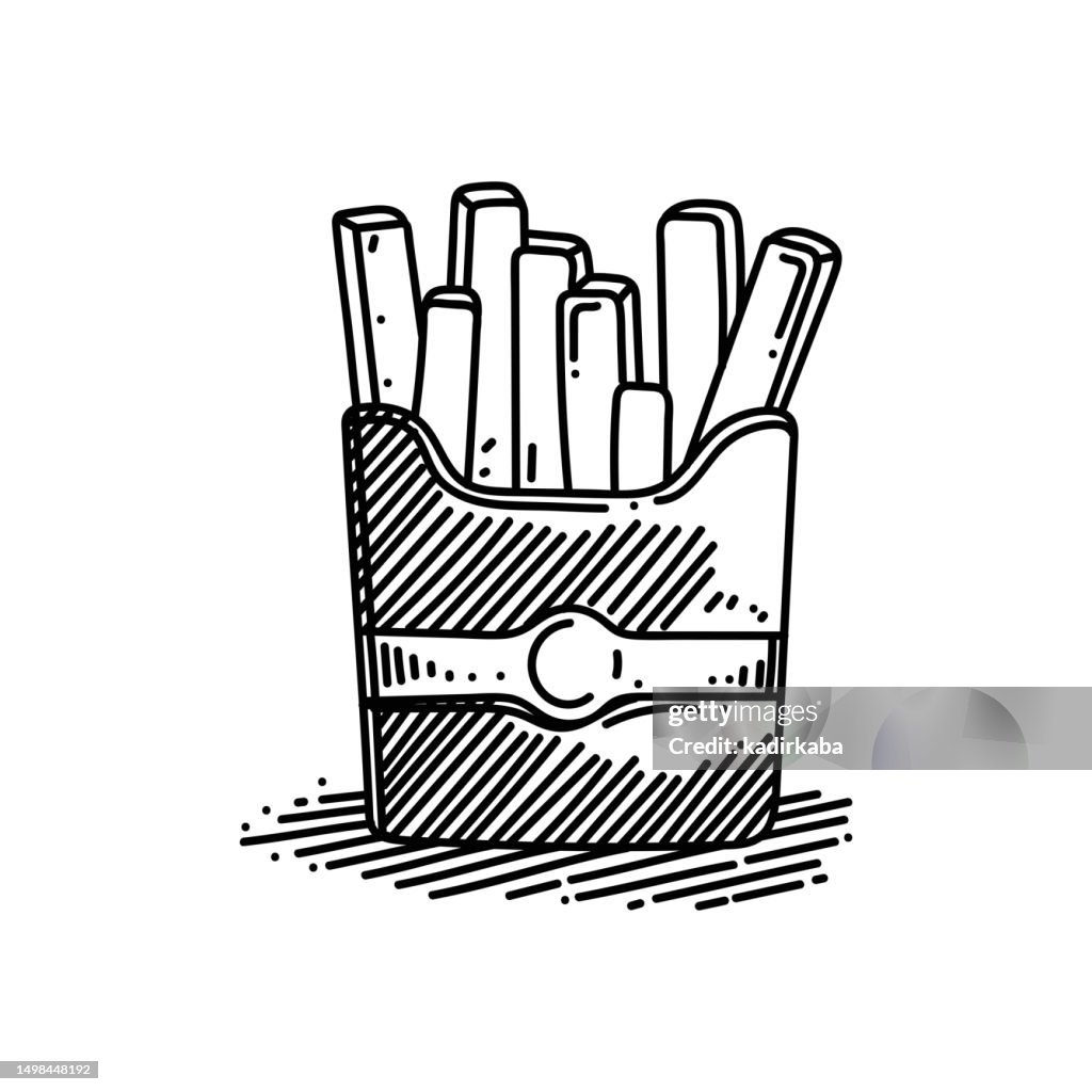 French Fries Line icon, Sketch Design, Pixel perfect, Editable stroke. Logo, Sign, Symbol.