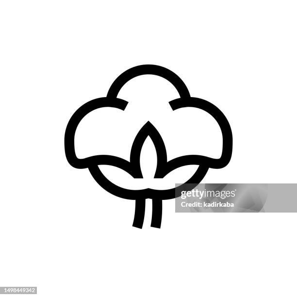 cotton line icon, design, pixel perfect, editable stroke. logo, sign, symbol. farming and agriculture, softness. - cotton plant icon stock illustrations