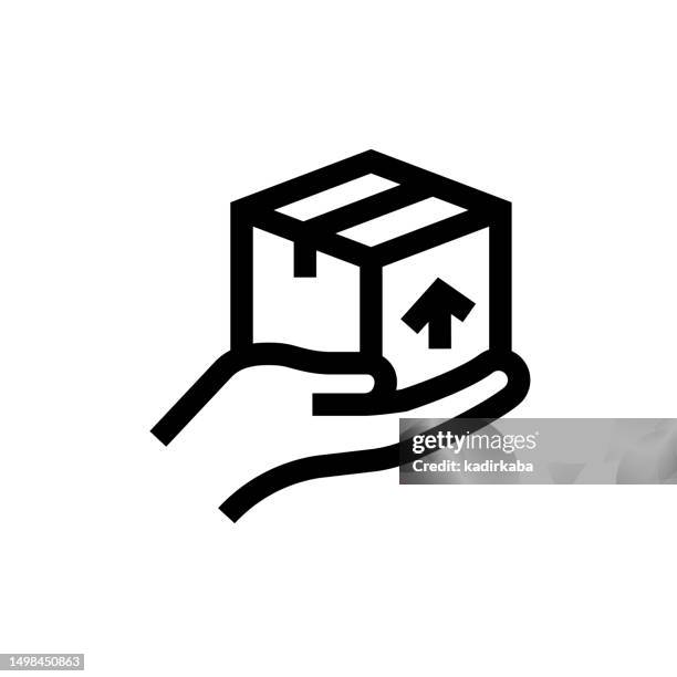delivery line icon, design, pixel perfect, editable stroke. logo, sign, symbol. logistic, cargo, package. - cargo plane loading stock illustrations