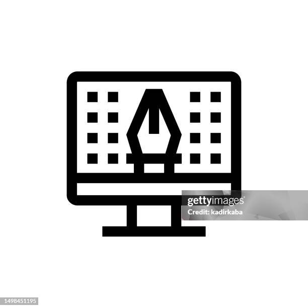 digital artwork line icon, design, pixel perfect, editable stroke. logo, sign, symbol. graphic design, creativity. - web designer logo stock illustrations