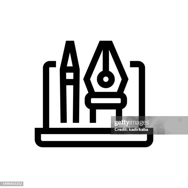 digital graphic line icon, design, pixel perfect, editable stroke. logo, sign, symbol. creativity, designer. - web designer logo stock illustrations