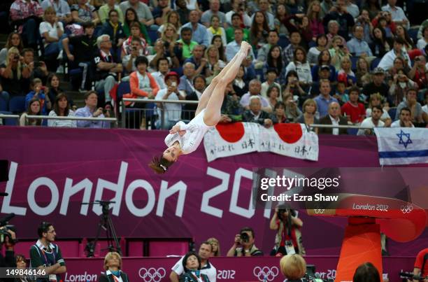 Mc Kayla Maroney of United States competes in the Artistic Gymnastics Women's Vault final on Day 9 of the London 2012 Olympic Games at North...