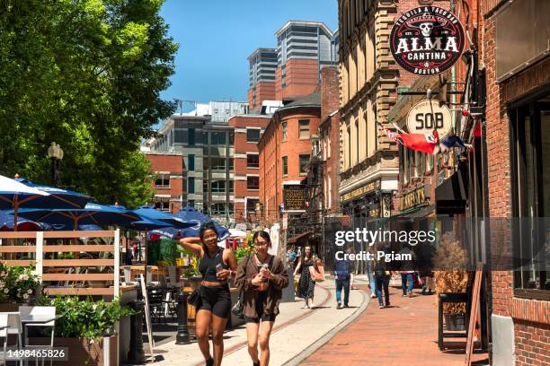 north end shopping and restaurants in boston massachusetts usa - boston beacon hill stock pictures, royalty-free photos & images