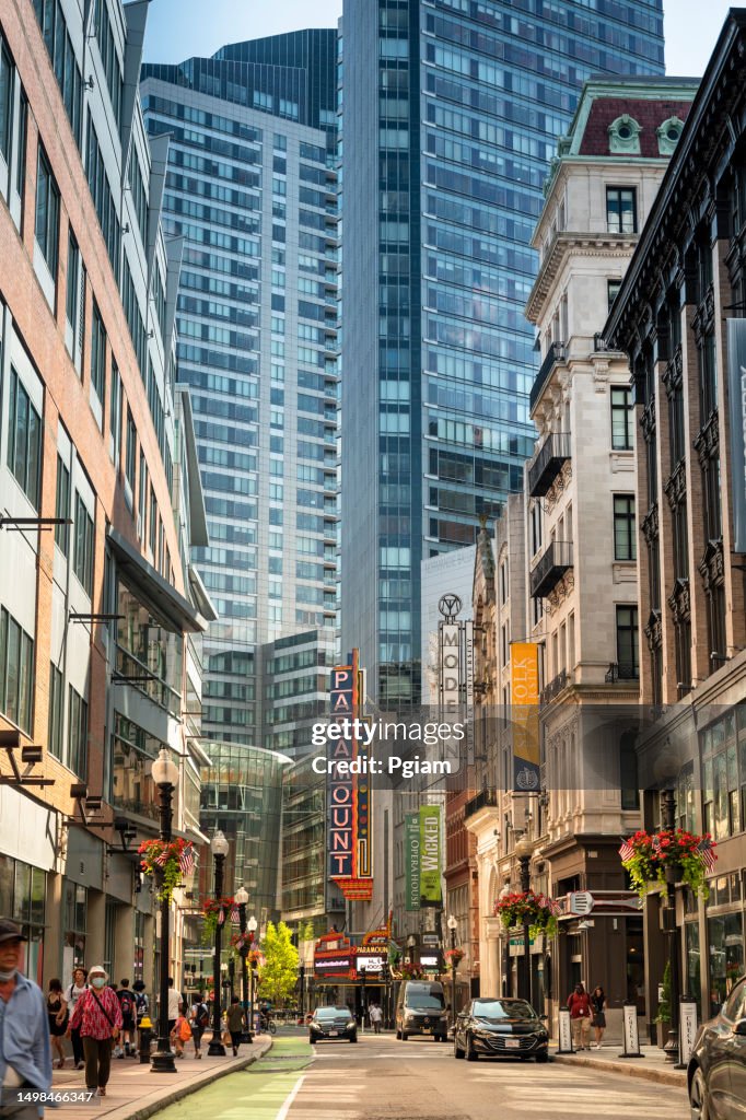 Downtown theatre district in the city of Boston Massachusetts USA
