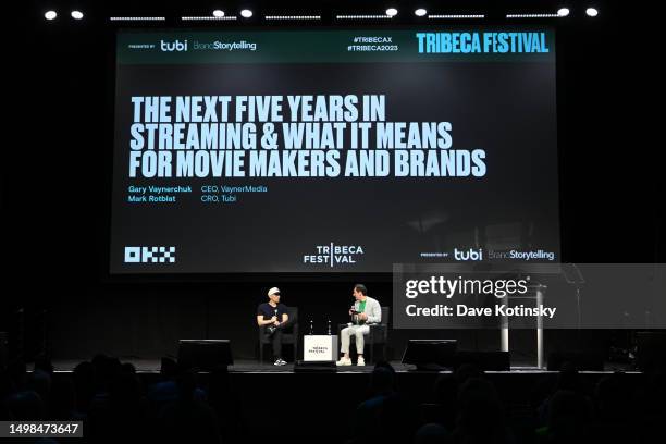 Gary Vaynerchuk and Mark Rotblat speak onstage during Tribeca X in partnership with Tubi, Brand Storytelling and OKX at Spring Studios on June 14,...