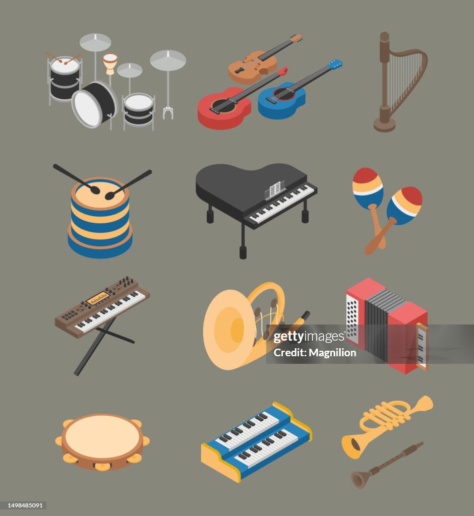 Musical Instruments Isometric Vector