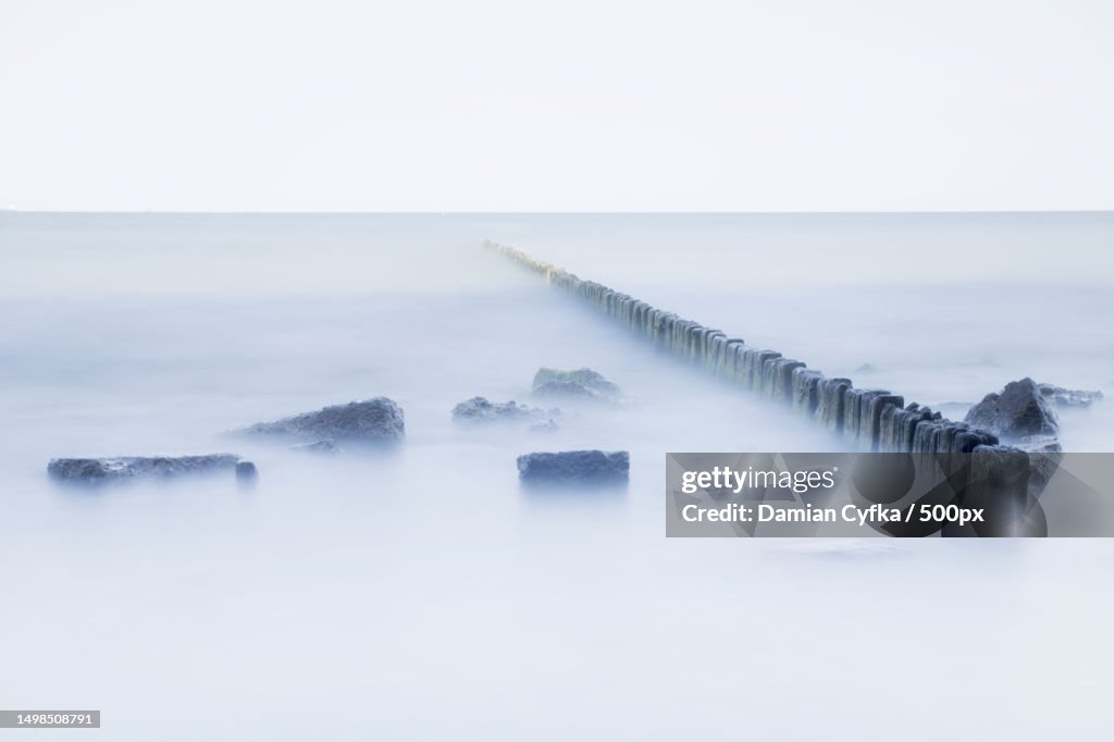 Scenic view of sea against sky during foggy weather,Gdynia,Poland