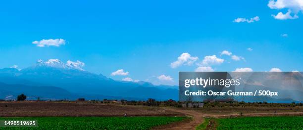 scenic view of field against sky,puebla,mexico - guzman stock pictures, royalty-free photos & images