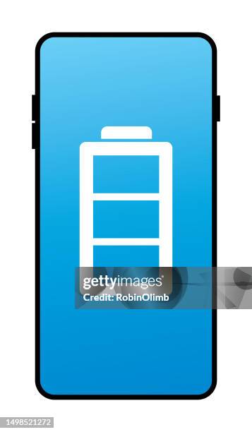battery smart phone icon - smart battery icon stock illustrations