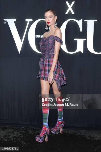 Stella Maxwell attends the photocall during LuisaViaRoma & British Vogue – Runway Icons at Piazzale Michelangelo on June 14, 2023 in Florence, Italy.