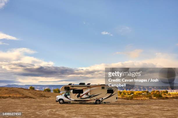 an rv parked on bureau of land management land in fruita, co - fruita colorado stock pictures, royalty-free photos & images