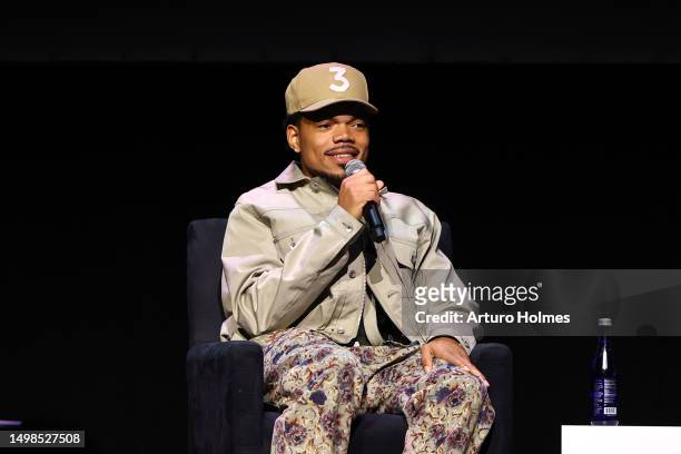 Chance The Rapper speaks onstage at Storytellers during the 2023 Tribeca Festival at Spring Studios on June 14, 2023 in New York City.