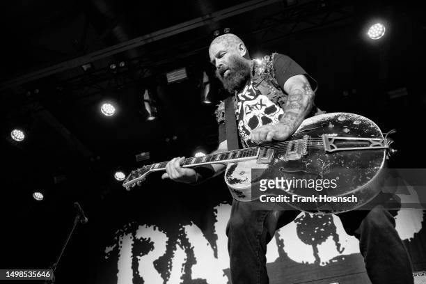 Singer Tim Armstrong of the American band Rancid performs live on stage during a concert at the Columbiahalle on June 12, 2023 in Berlin, Germany.