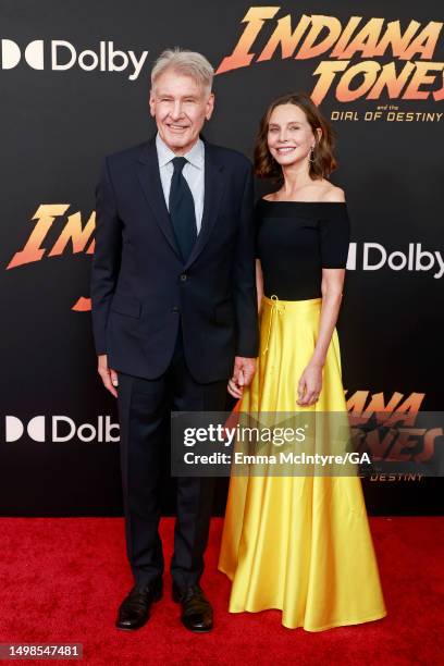 Harrison Ford and Calista Flockhart attend the Los Angeles Premiere of LucasFilms' "Indiana Jones And The Dial Of Destiny" at Dolby Theatre on June...