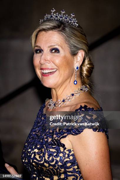 Queen Máxima of The Netherlands attends the Diplomatic Corps gala dinner at the Royal Palace on June 14, 2023 in Amsterdam, Netherlands.