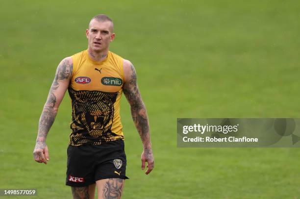 Dustin Martin of the Tigers is seen during a Richmond Tigers A FL training session at Punt Road Oval on June 15, 2023 in Melbourne, Australia.