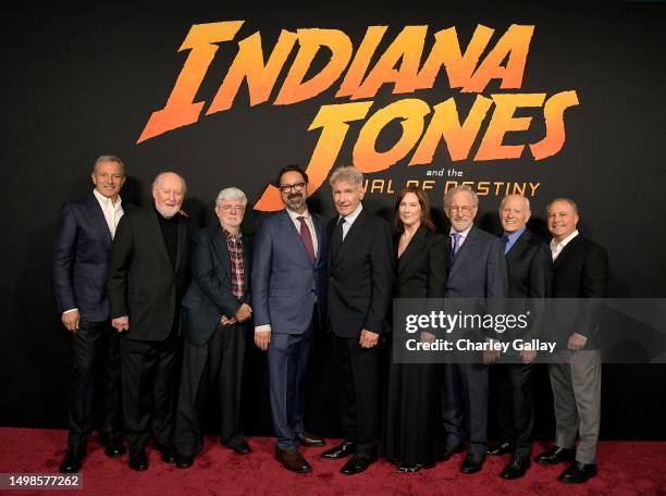 Bob Iger, CEO, Walt Disney Company, John Williams, George Lucas, James Mangold, Harrison Ford, Kathleen Kennedy, President, Lucasfilm, Steven...