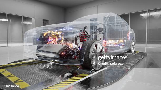 elektroauto-technologie - car xray stock-fotos und bilder