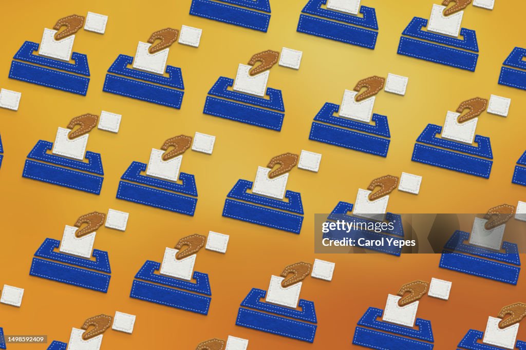 Hand voting in felt.Samless pattern